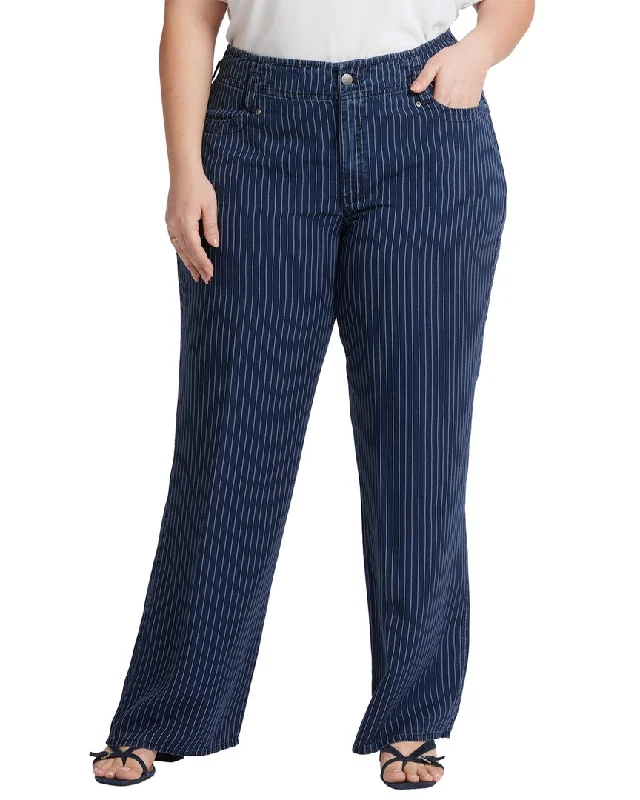 Stretch trousers – Trousers made with a small amount of spandex or elastane for added stretch and flexibility.Stretch trousers – Trousers made with a small amount of spandex or elastane for added stretch and flexibility.NYDJ Plus Teresa Dark Ocean Wide Leg Jean