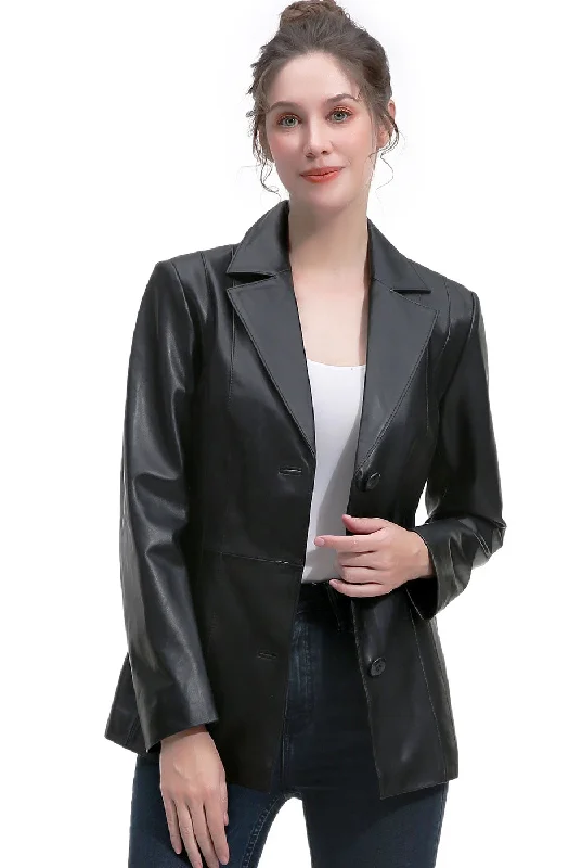 women's blazers with vintage vibeswomen's blazers with vintage vibesBGSD Women Reyna Lambskin Leather Blazer Jacket