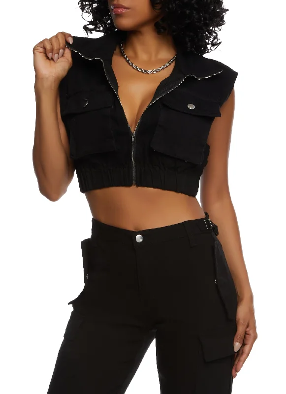 women's waistcoats made of satinwomen's waistcoats made of satinDaisy Denim Cropped Vest