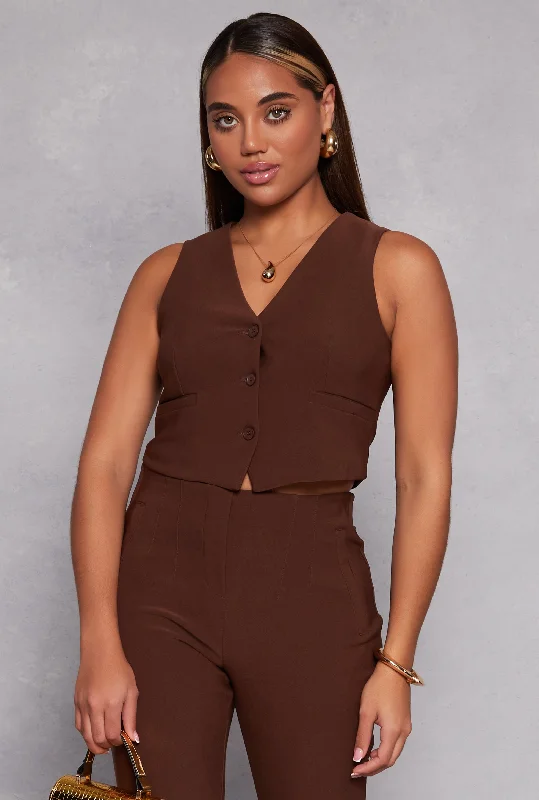 women's waistcoats for summerwomen's waistcoats for summerCrepe Knit Button Front Cropped Blazer Vest women's waistcoats for summerwomen's waistcoats for summerCrepe Knit Button Front Cropped Blazer Vest