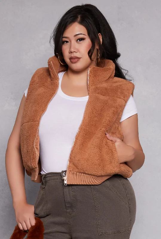 women's waistcoats with patternswomen's waistcoats with patternsPlus Size Almost Famous Sherpa Vest
