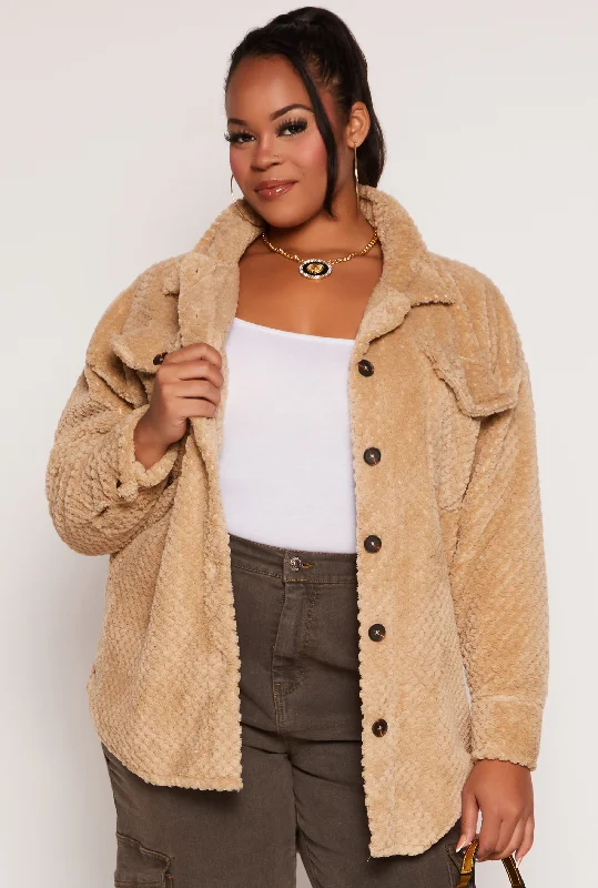 Puffer – Quilted jacket with insulation, often filled with down or synthetic materialPuffer – Quilted jacket with insulation, often filled with down or synthetic materialPlus Size Quilted Teddy Shacket