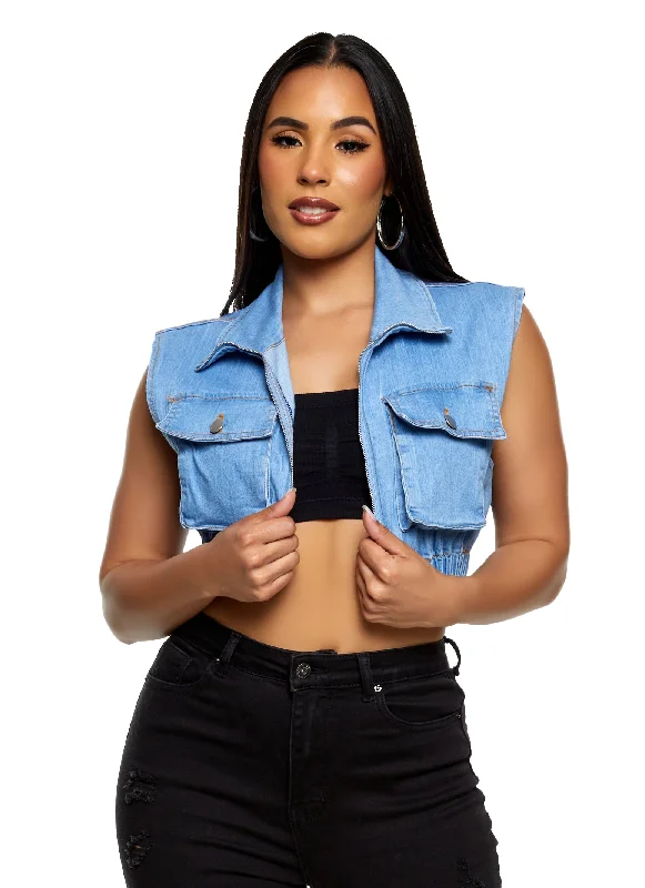 women's waistcoats made of leatherwomen's waistcoats made of leatherDaisy Denim Cropped Vest