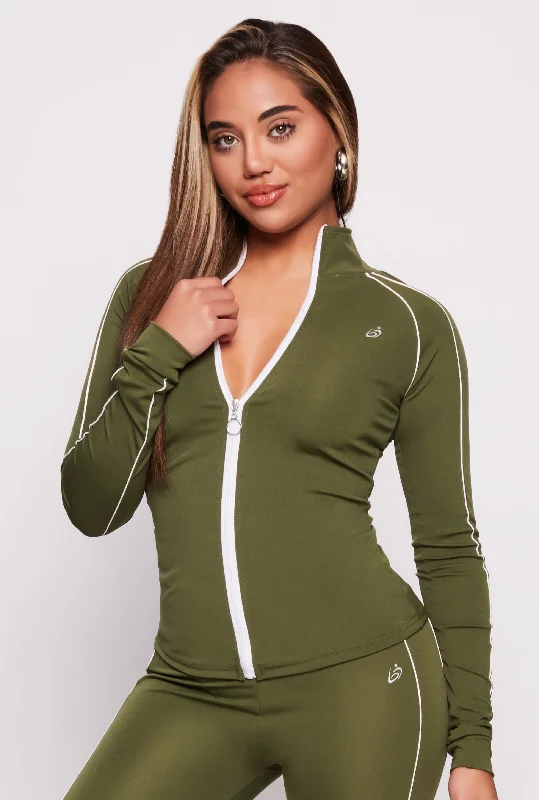 Hooded – With a hoodHooded – With a hoodContrast Piping Zip Front Track Jacket