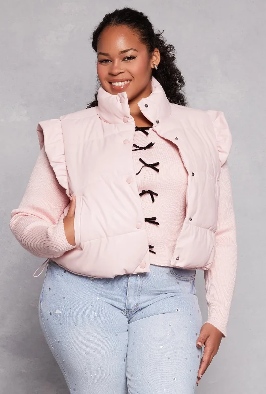 women's waistcoats with v-neckswomen's waistcoats with v-necksPlus Size Almost Famous Flutter Sleeve Faux Leather Puffer Vest women's waistcoats with v-neckswomen's waistcoats with v-necksPlus Size Almost Famous Flutter Sleeve Faux Leather Puffer Vest