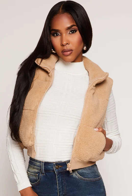 women's waistcoats without sleeveswomen's waistcoats without sleevesAlmost Famous Sherpa Cropped Vest women's waistcoats without sleeveswomen's waistcoats without sleevesAlmost Famous Sherpa Cropped Vest