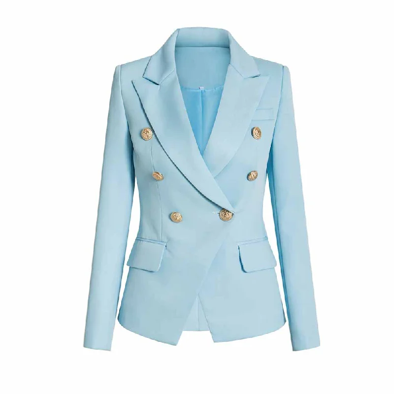 women's blazers that are best sellerswomen's blazers that are best sellersWomen Light Blue Double Breasted Blazer Gold Buttons Jacket