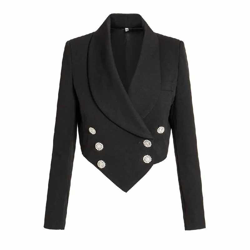 women's blazers that are suitable for pairing with leggingswomen's blazers that are suitable for pairing with leggingsWomen's Black Luxury Fitted Double Breasted Blazer with Lion Buttons - SLIM FIT