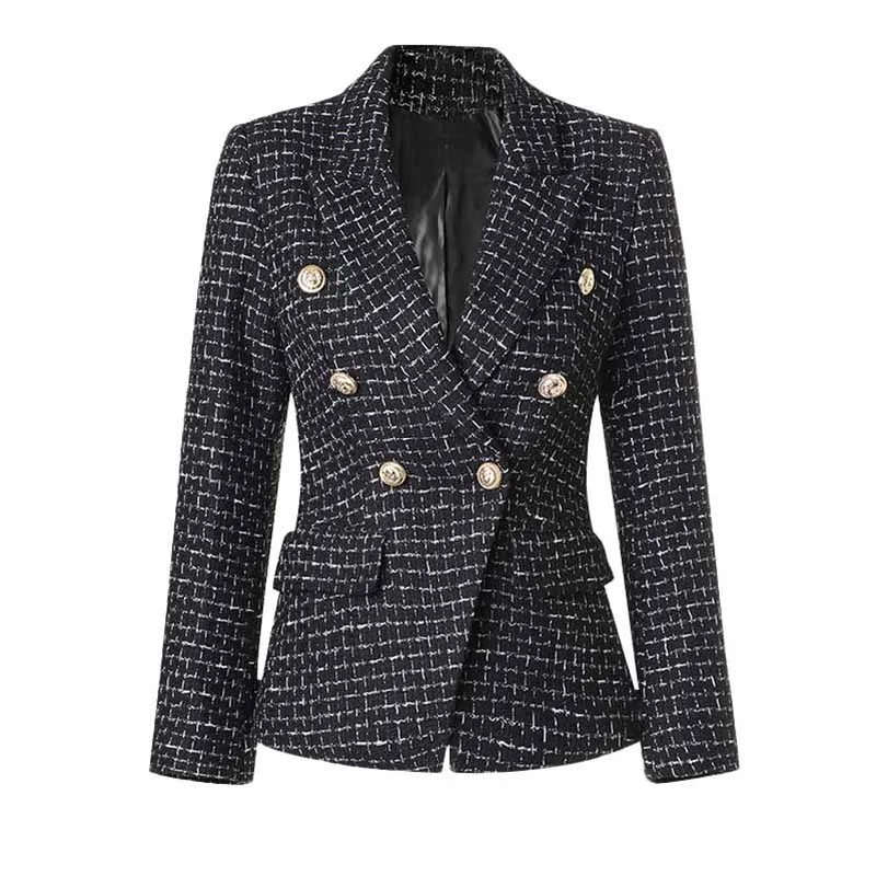 women's blazers that require dry cleaningwomen's blazers that require dry cleaningWomen's Black Plaid Tweed Blazer Double Breasted Business Jacket