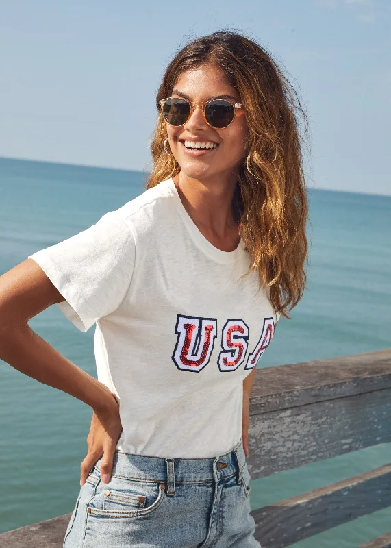 Faded – Pre-washed or faded look for a vintage vibeFaded – Pre-washed or faded look for a vintage vibeCollegiate Usa Graphic Tee - Off White Faded – Pre-washed or faded look for a vintage vibeFaded – Pre-washed or faded look for a vintage vibeCollegiate Usa Graphic Tee - Off White