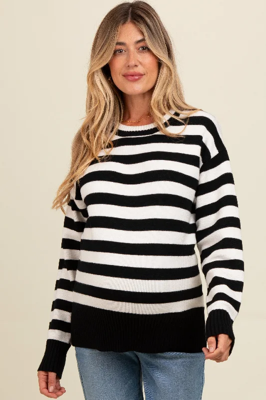 Oversized – Loose-fitting, relaxed silhouetteOversized – Loose-fitting, relaxed silhouetteBlack Striped Basic Maternity Sweater Oversized – Loose-fitting, relaxed silhouetteOversized – Loose-fitting, relaxed silhouetteBlack Striped Basic Maternity Sweater